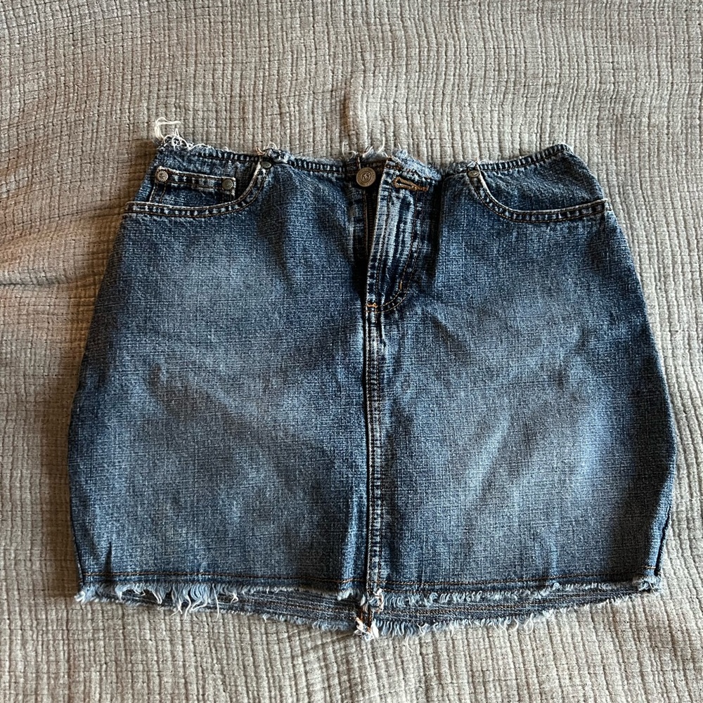 Paris Blues Distressed Denim Mini Skirt